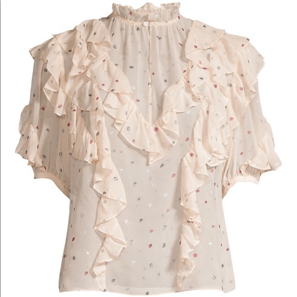 Rebecca Taylor Glitter Polka Dot Blouse - Picture 10 of 11